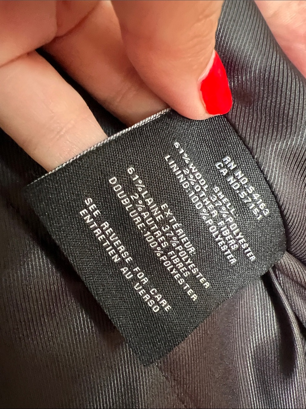 Cole Haan Signature Black Wool Blend Belted Wrap Coat Shawl Collar Size 12 - Picture 10 of 10